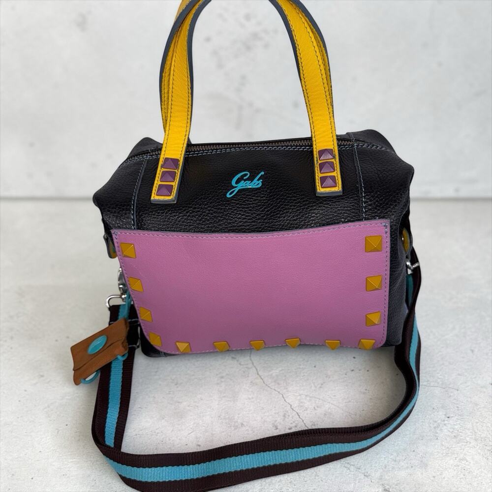 Gabs Italian Leather Satchel Tote Convertible Fun Whimsy Multi Color Crossbody